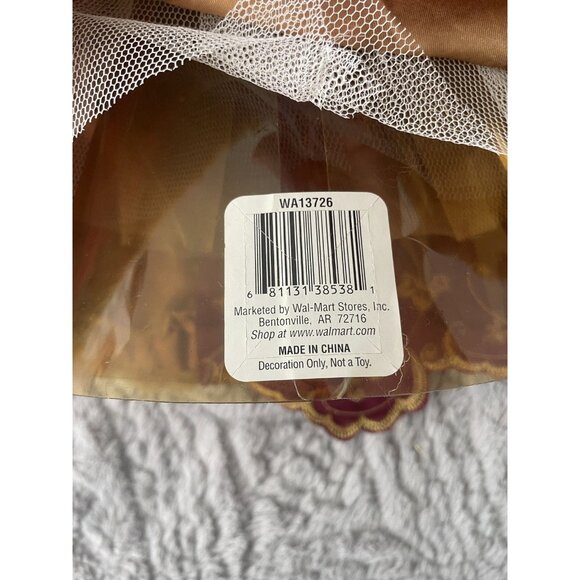 Vtg Christmas Angel Tree Topper Burgundy Gold Faux Fur Coat 16" - Picture 8 of 10